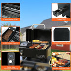 Hello.Dr Portable Wood Pellet Grill & Smoker, 8-in-1 Electric BBQ with Intelligent Temp Control, Ideal for RV Camping & Tailgating, Black
