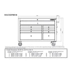 Heavy-Duty 52 in. 9-Drawer Mobile Workbench with Adjustable-Height Solid Wood Top in Matte Blue