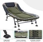 Camping Cots for Adults 330Lbs with Carry Bag, Heavy Duty Folding Bed with Soft Padded Cushion, Portable Military Cot for Hunting, 180° Adjustable Reclining Outdoor Lounger