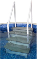 Non-slip entry steps for pools | Grey | For above-ground pools | Can be installed on terraces with a height of 122 to 137 cm | Load capacity up to 136 kg