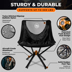 CLIQ Portable Folding Chair for Camping, Supports 300 Lbs