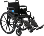 Lightweight Wheelchair for Adults With Swing-Back, Desk-Length Arms, Elevating Leg Rests; 18W" x 16"D Seat