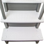 Non-slip entry steps for pools | Grey | For above-ground pools | Can be installed on terraces with a height of 122 to 137 cm | Load capacity up to 136 kg