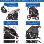 Jogging Sports Stroller with Comfort Rubber Wheels/Zipper-Less Entry/1-Hand Quick Fold/Aluminum Frame for Small/Medium Dogs, Cats and Pets (Green Camo)