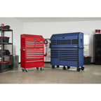 2025 56 inch W x 22 inch D Heavy-duty combination tool trolley with 23 drawers and tool cabinet in matte blue
