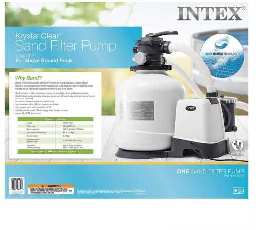 Intex 3000 GPH Sand Filter Pump for Above Ground Pools with Deluxe Maintenance Kit