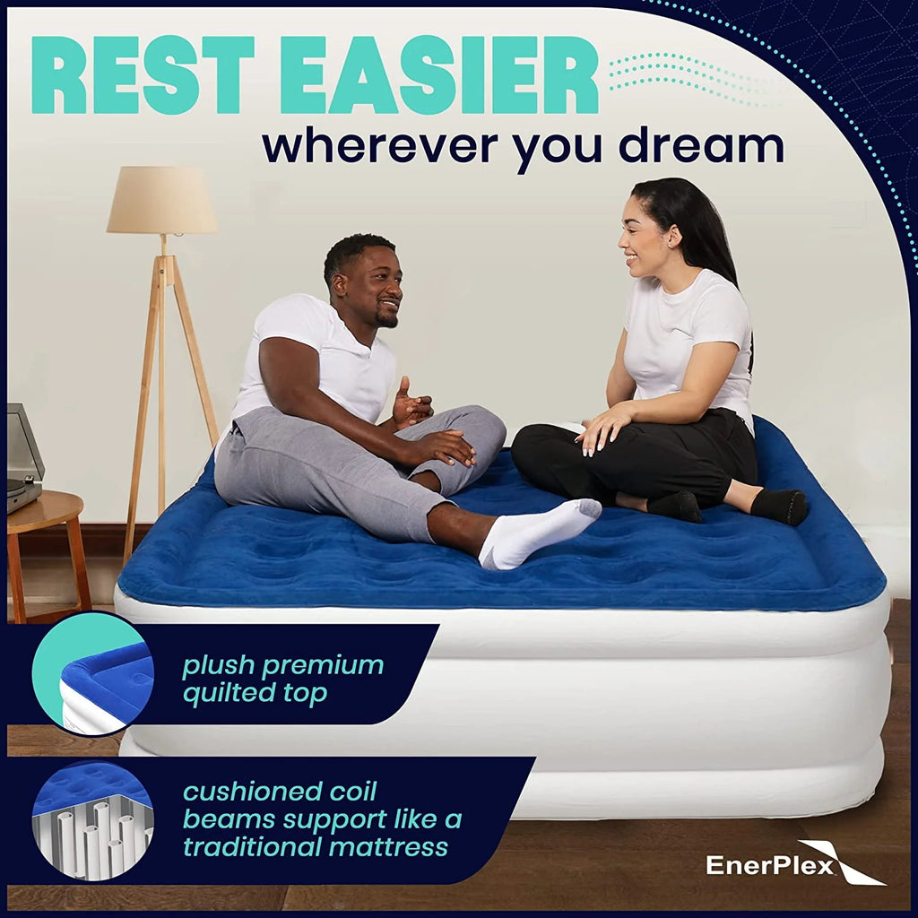 EnerPlex Air Mattress with Built-in Pump - Double Height Inflatable Mattress for Camping, Home & Portable Travel - Queen, 13 Inch  sgtnighsdesigns